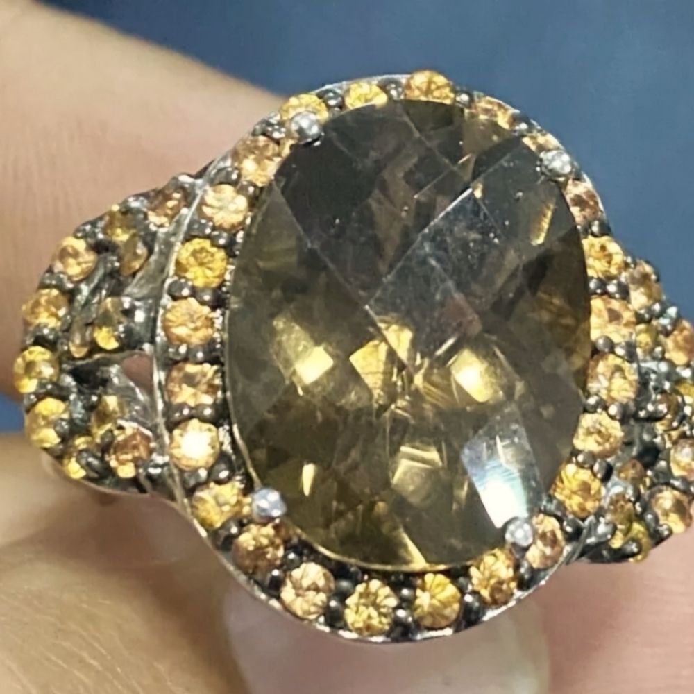 Sima K 10.13CT Smoky Quartz & Orange Sapphire NWOT